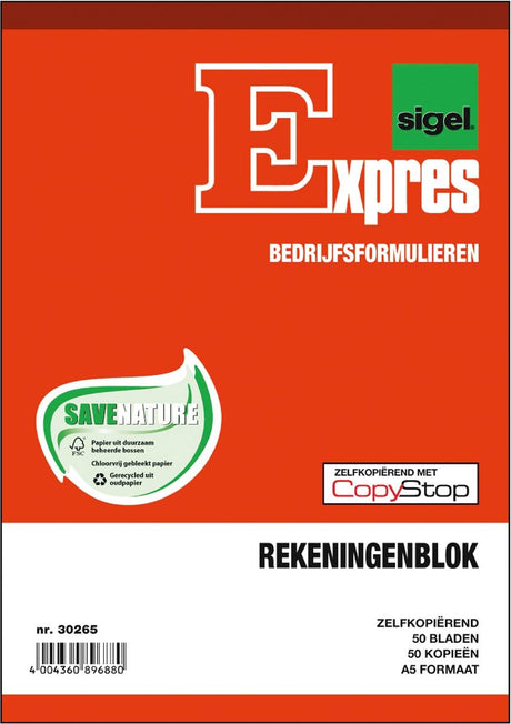 Sigel Express Geld- und Quittungsformulare, Kontoblock, A5, 2x50 Blatt (verkleinert sich auf 5 Stück)