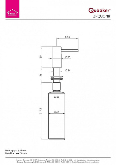 Quooker ® zeeppomp nordic rosé koper