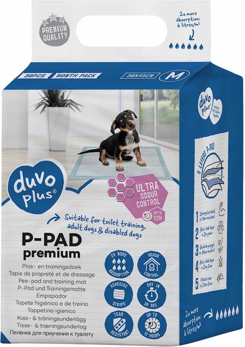 Duvo + P-Pad Premium Geruchskontrolle 30 Stück XL - 60x60cm
