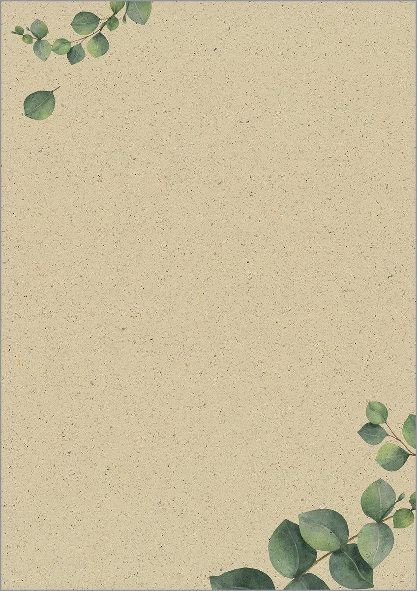 Sigel Designpapier A4 – mit Eukalyptusmotiv – zweiseitig – 100 Gramm – 100 Blatt – si-dp615