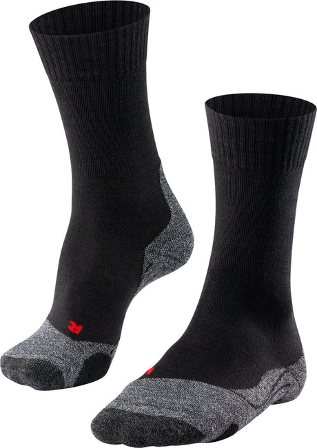 Falke TK2 Anti-Blister Wandersocken aus dickem Woll-Funktionsmaterial Herren Schwarz - Größe 46-48