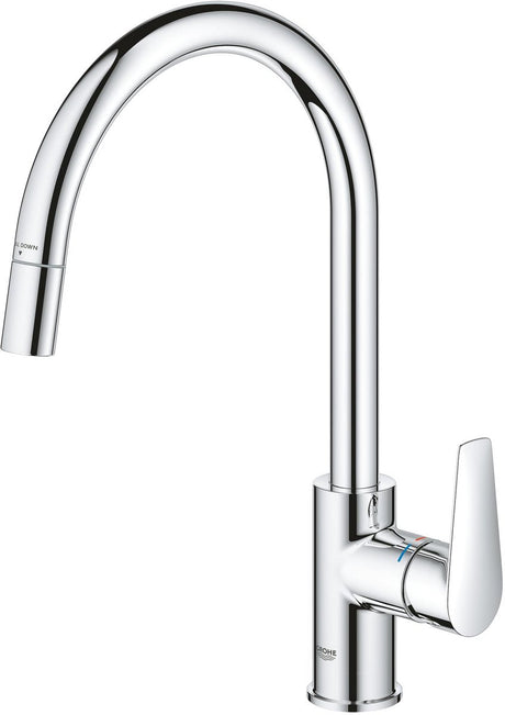 Grohe Startge Küchenmischbatterie – herausziehbare Handbrause – 360° drehbar – Chrom