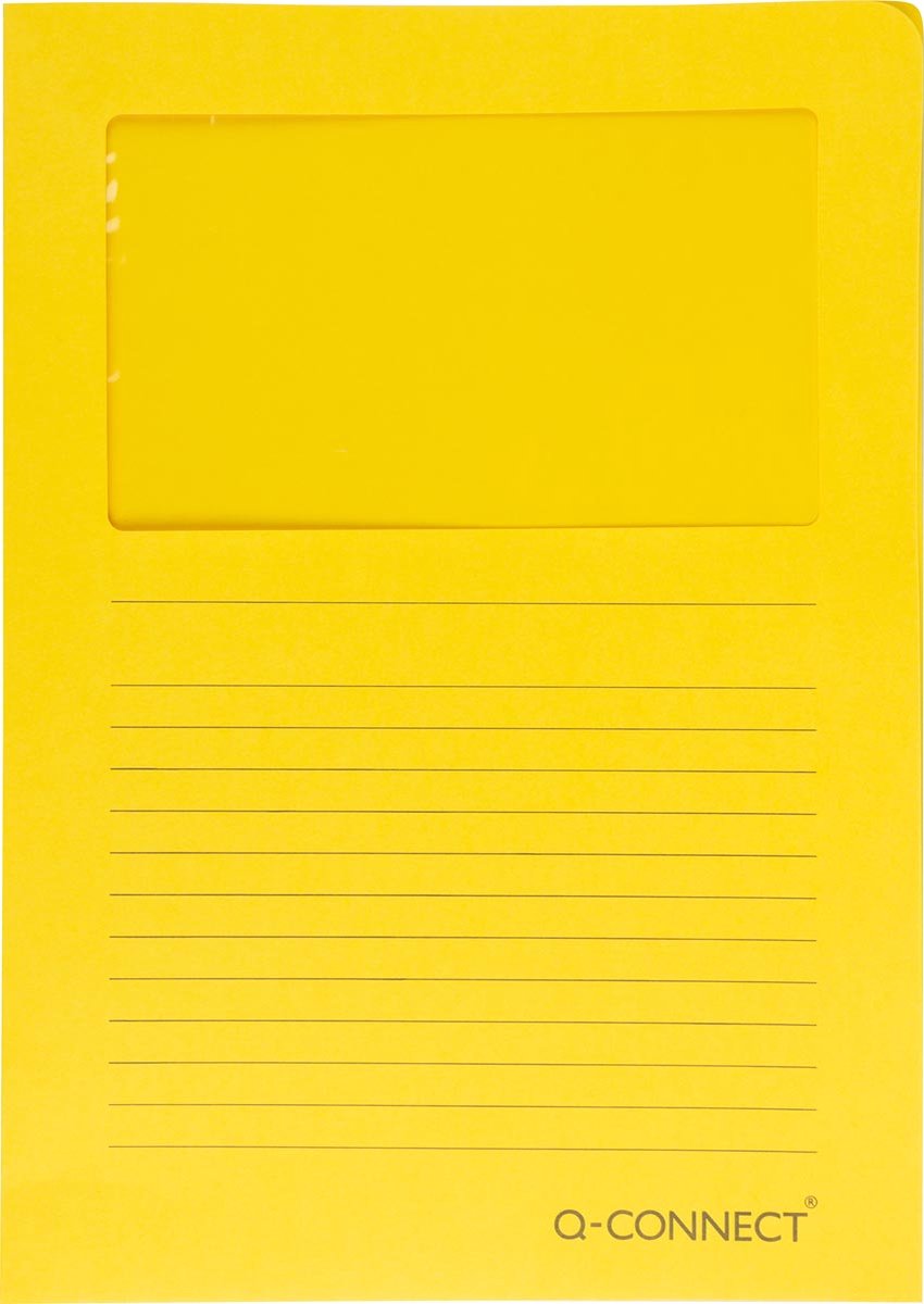 Q-connect L-Karte mit Fenster | 120 g m² | a4 | Packung mit 100 Stück | gelb