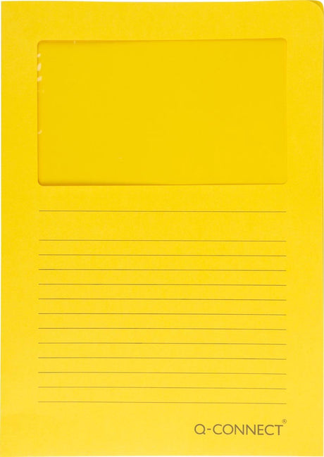 Q-connect L-Karte mit Fenster | 120 g m² | a4 | Packung mit 100 Stück | gelb