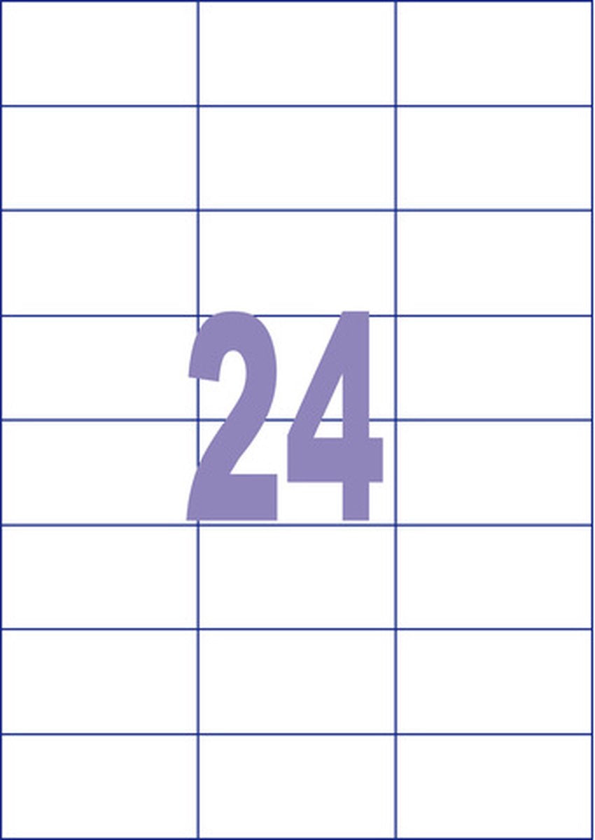 Kangaro etiketten - universeel - inkjet laser kopieer - 70x37mm - 25 vel - 24 stickers per vel - k-7037-25