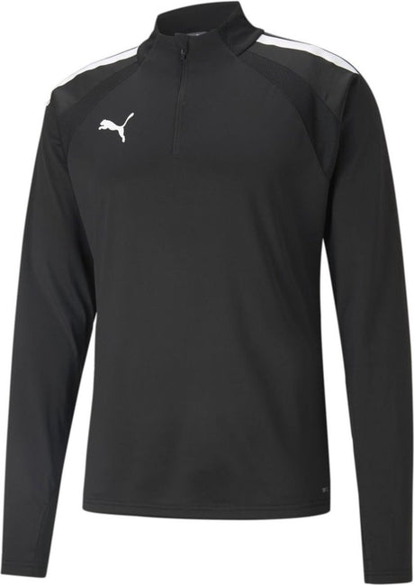 Puma Teamliga 1 4 Zip Top Jr Unisex-Sportshirt – Schwarz-Weiß