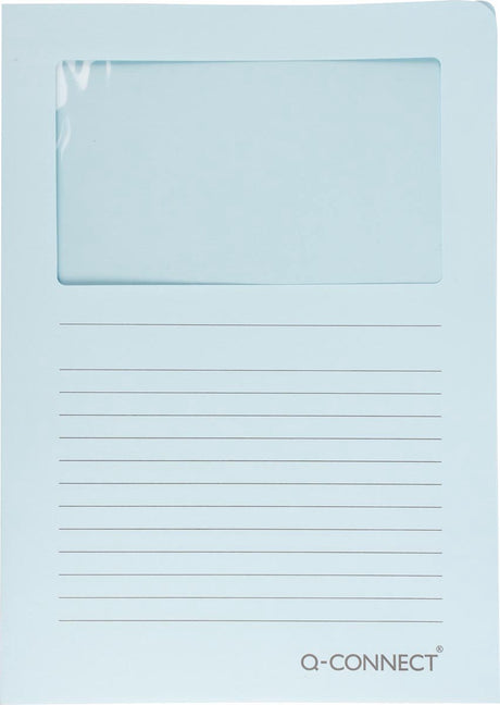 Q-connect L-Karte mit Fenster | 120 g m² | a4 | Packung mit 100 Stück | hellblau
