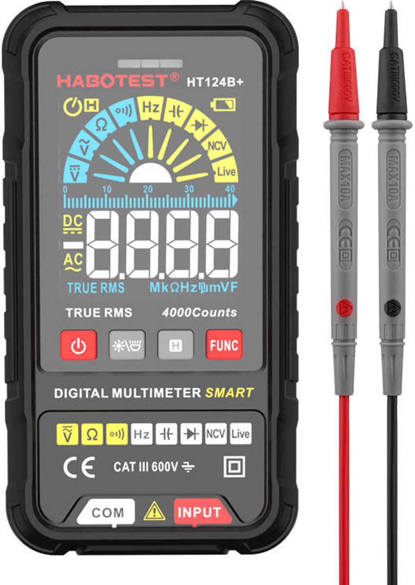 Habotest digitale universele multimeter voor spanningen, stromingen en weerstanden ht124b+