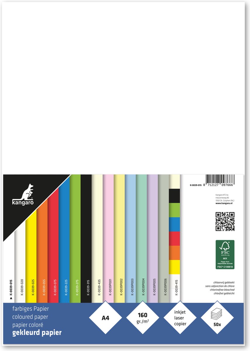 Kängurupapier Basic A4 50 Blatt weiß 160gr weiß