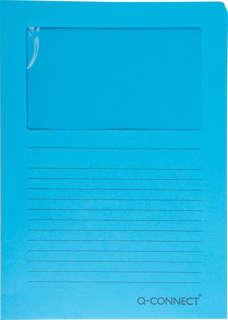 Q-connect L-Karte mit Fenster | 120 g m² | a4 | Packung mit 100 Stück | blau