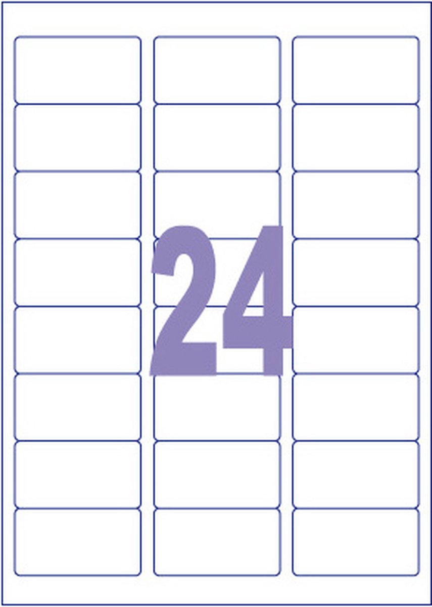 Kangaro etiket - inkjet laser kopieer - 63,5x33,9mm - 100 vel - 24 stickers per vel - k-6333