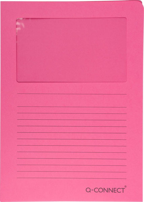 Q-connect L-Karte mit Fenster | 120 g m² | a4 | Packung mit 100 Stück | rosa
