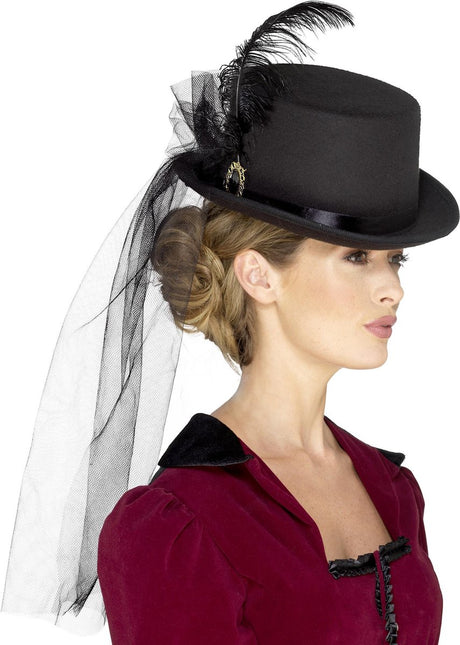Smiffys Smiffy's – Steampunk-Zylinder mit Schleier für Damen