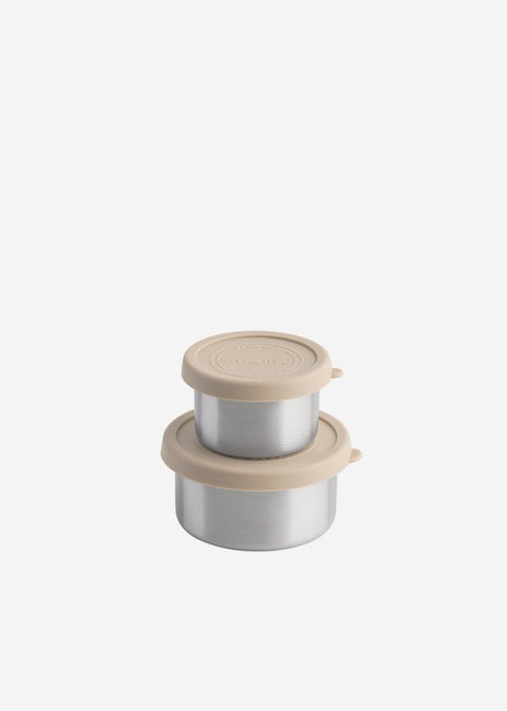 Aya ida aya ida – Set Snackbehälter – Lunchbox – Pillendose – Lebensmittelbehälter-Set – Müslibehälter – 100 ml + 200 ml – Cremebeige