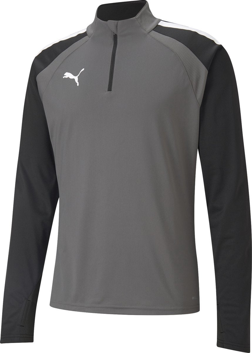 Puma Teamliga 1 4 Zip Top Herren-Sportshirt – Smoked Pearl – Weiß