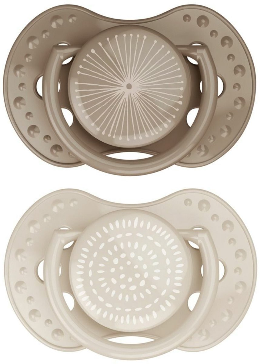 Difrax lovi fopspeen dynamisch - classy - 0 tot 6 maanden - beige bruin - 2 stuks