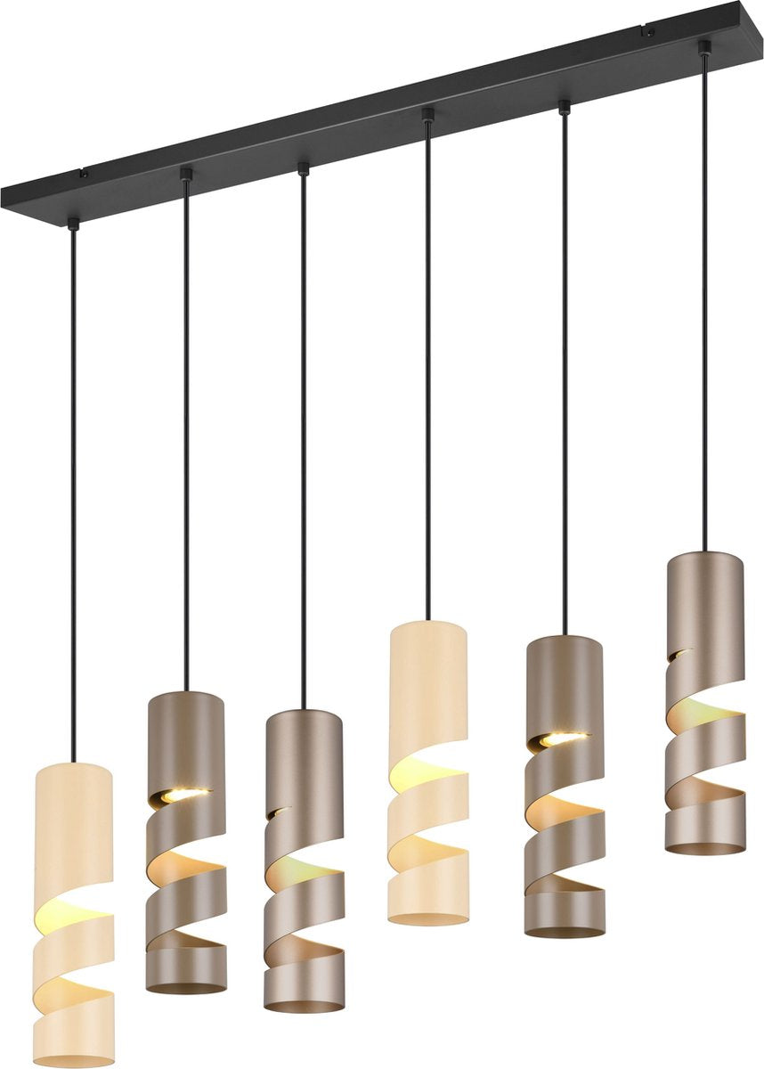 Trio stream - hanglamp - multicolour - excl. 6x gu10 4,9 w - plafondbevestiging - in hoogte verstelbaar