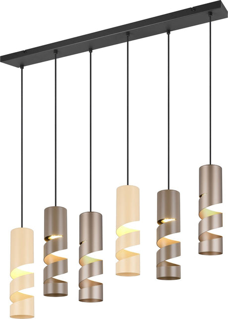 Trio stream - hanglamp - multicolour - excl. 6x gu10 4,9 w - plafondbevestiging - in hoogte verstelbaar