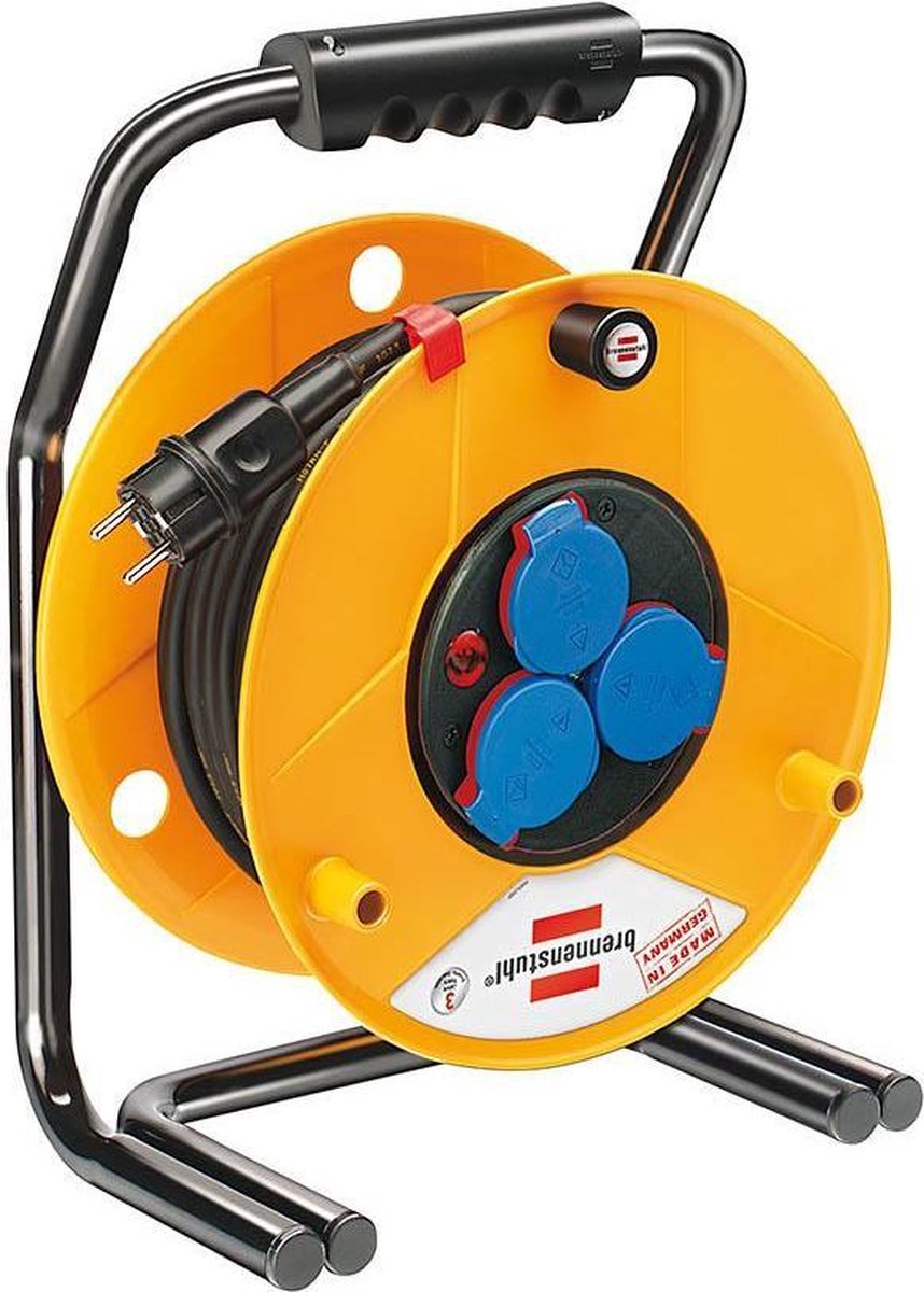 Brennerstuhl Brobusta IP44 Kabeltrommel, 40 m, Spezialkunststoff, für den Außenbereich, Made in Germany, Gelb