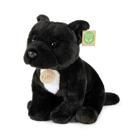 Rappa Öko-Kuscheltier Staffordshire Bullterrier 30 cm – realistisches Kuscheltier aus recycelten PET-Flaschen – Schwarz