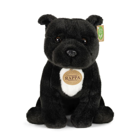 Rappa Öko-Kuscheltier Staffordshire Bullterrier 30 cm – realistisches Kuscheltier aus recycelten PET-Flaschen – Schwarz
