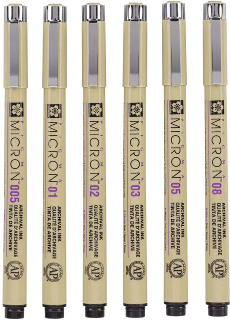 Sakura Pigma Micron Federmäppchen 6 Fineliner schwarz