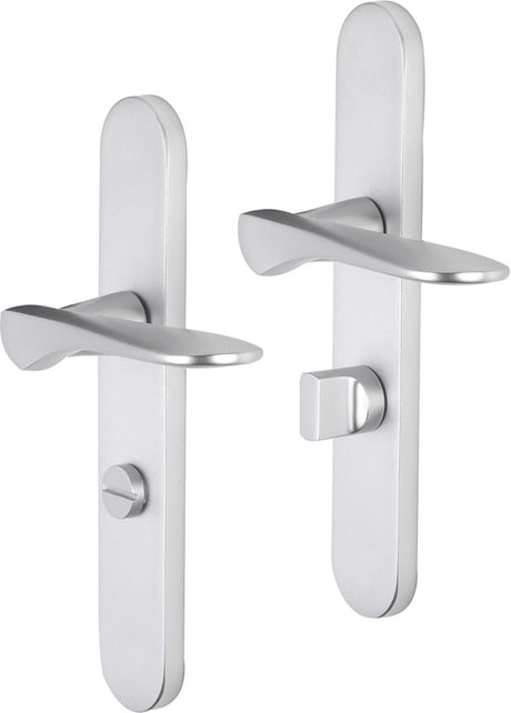 Impresso deurkruk - watford - voor binnen - ovaal deurschild met toiletsluiting - aluminium - 2 stuks