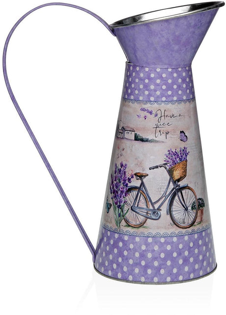 Versa Vase lila Metall Fahrrad 16 x 28 x 22 cm