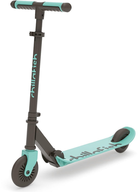 Chillafish Kinderroller Junge und Mädchen ab 5 Jahren mit Fußbremse – Blaugrün – Roller mit verstellbarem Lenker – faltbar und leicht mit ABEC-5-Rädern – Modell Flexxi