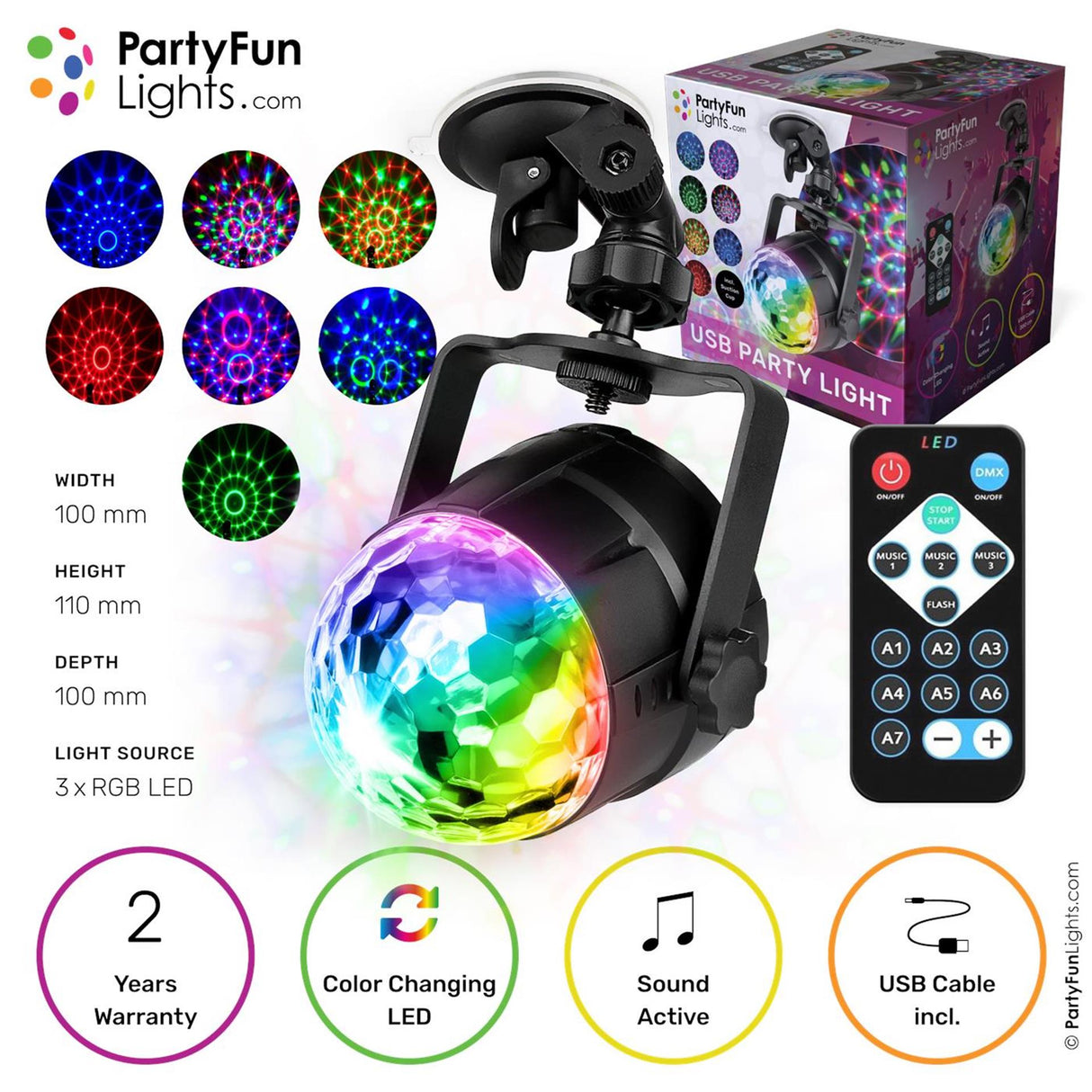 Partyspaß Lichter Discolicht Kaleidoskop LED mehrfarbig
