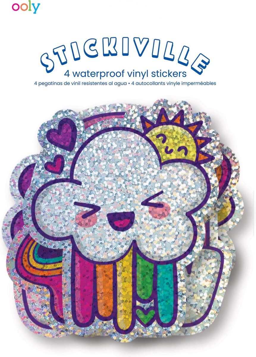 Ooly – Stickiville-Aufkleber: Happy Rainbows – Vinyl (4 gestanzt) (holografischer Glitzer)