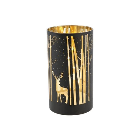 Hbx Natural Living Zylinderlaterne Zauberwald LED 3xaa ã˜9xh12cm Schwarzgold