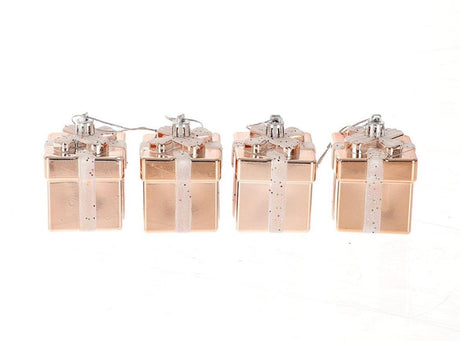 HBx Natural Living Weihnachtsanhänger-Geschenkset mit 4 Stück 10,6 x 10,6 x 7,5 cm rosa