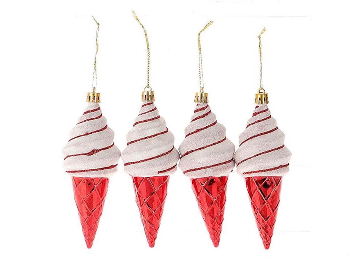 HBx Natural Living Hängedekoration Eiscreme-Set 4-teilig rot