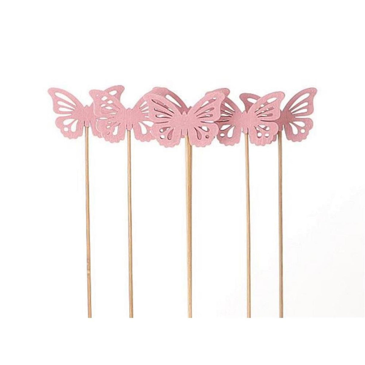 HBx natürlicher lebender Pflanzenstecker Schmetterling 6 Stück 50cm rosa