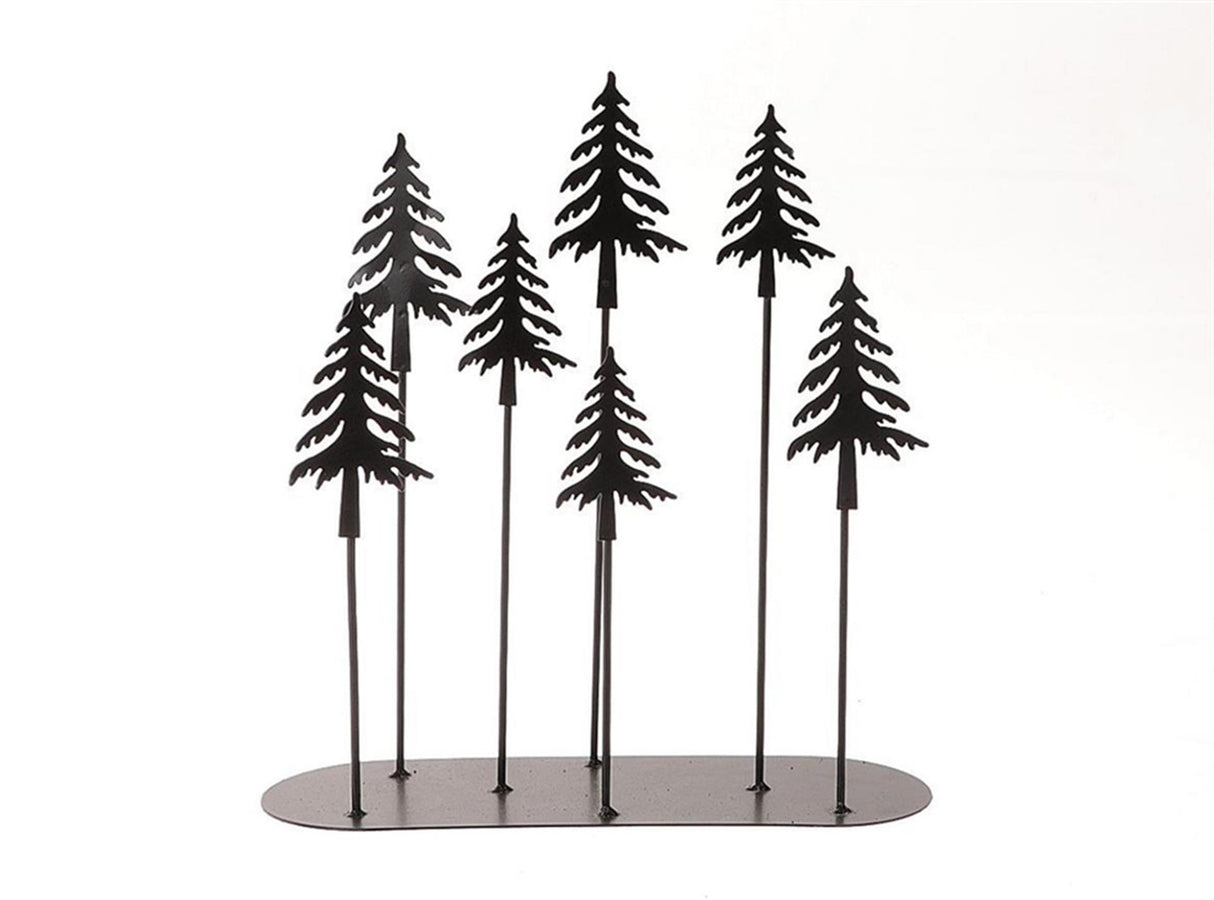 Hbx natural living deco hummy kerstbomen tafereel op standaard 28x10x30cm zwart metaal