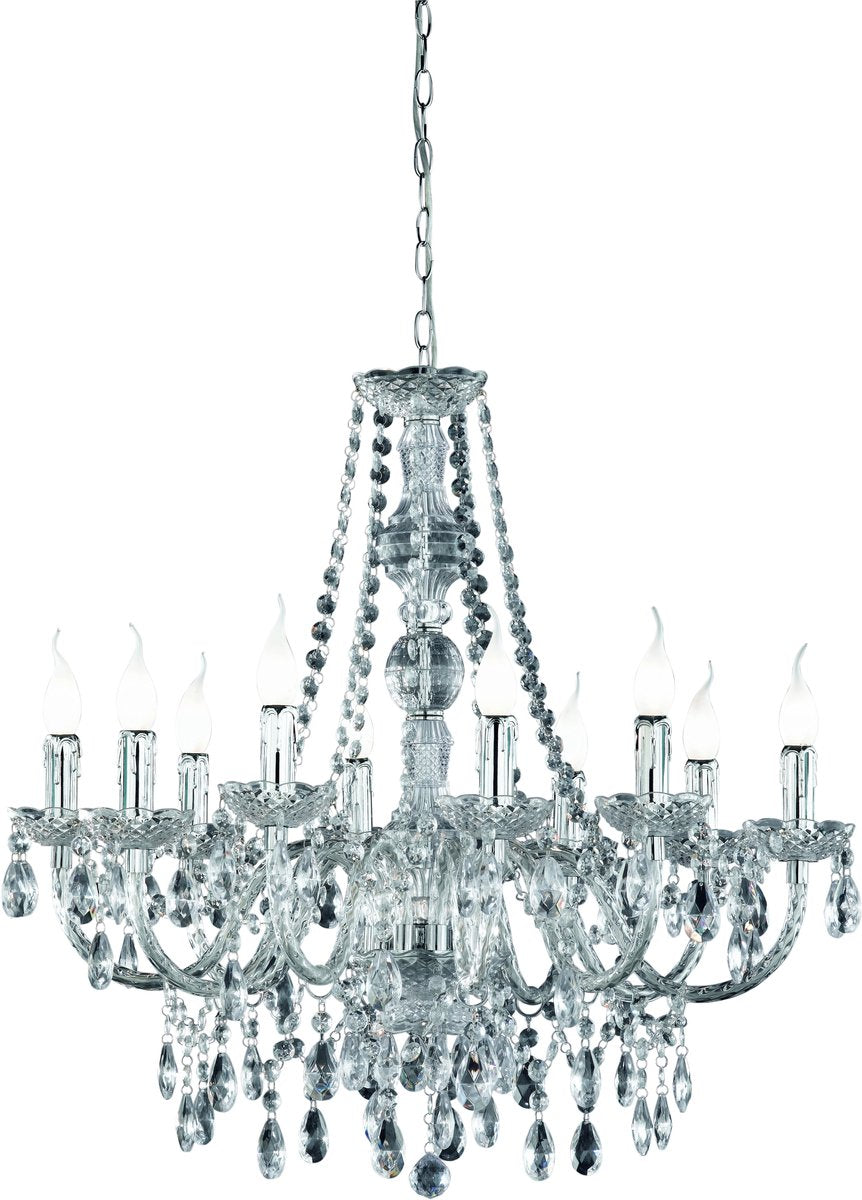 Rl live your light reality lüster kroonluchter - chroom - excl. 10x e14 40w - behang transparant - d:76 cm