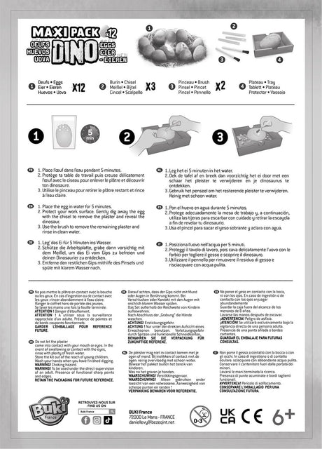 Buki France Buki – Dino-Eier Maxi-Ausgrabungsset – Dinosaurier – ausgraben – entdecken