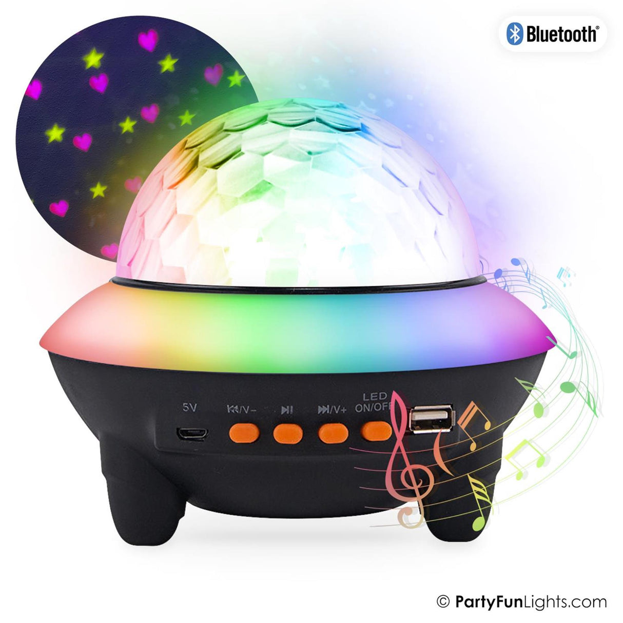 Partyfun Lichter Bluetooth-Lautsprecher UFO Disco