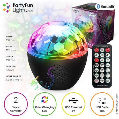 Partyfun Lights Partyfunlights – Bluetooth-Partylautsprecher, Sternenlichtprojektor – 16 Lichteffekte – Fernbedienung – Projektorlampe