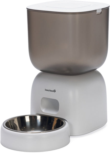 Beeztees chris automatische voerbak kat - smart - met app - voerautomaat kat - wit - 3 liter