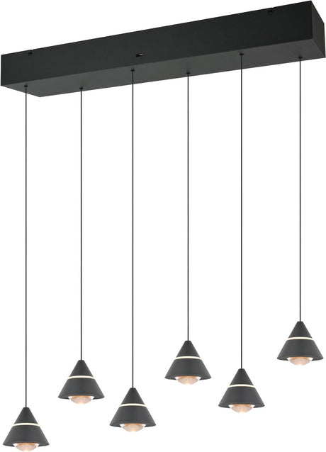 Trio Romeo - Hängelampe - Schwarz matt - inkl. 6x SMD 7W - Deckenmontage - stufenlos höhenverstellbar - Dip-Schalter - nicht dimmbar