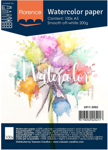 Merkloos sans marque a5 aquarelblok schetsboek 100 vellen 200 grams 21 x 15 cm - aquarel papier - aquarelblokken tekenblokken - hobby schildermateriaal
