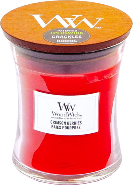 Mittlere Sanduhr-Duftkerze von Woodwick – purpurrote Beeren – 60 Brennstunden