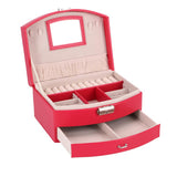 No Brand Schmuckschatulle Deluxe rosa Schmuckschatulle mit Spiegel und Schublade.