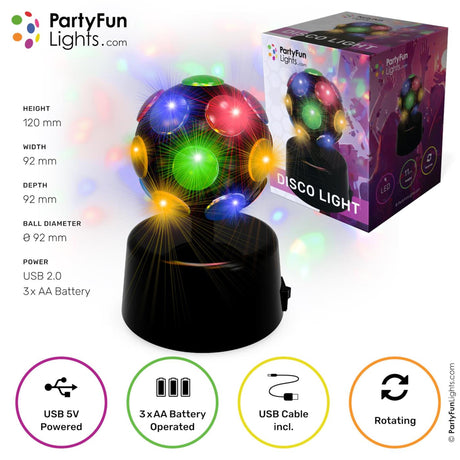 Partyfun Lichter Tischlampe Mini-Discokugel drehend