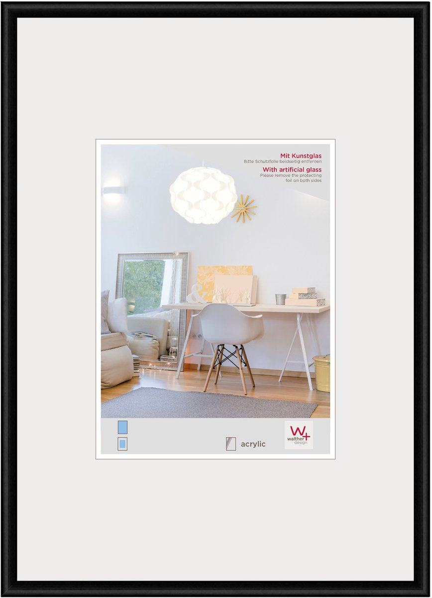 Walther New Lifestyle - Kunststoffrahmen - Fotogröße 40x50 cm - Kunstglas - Schwarz