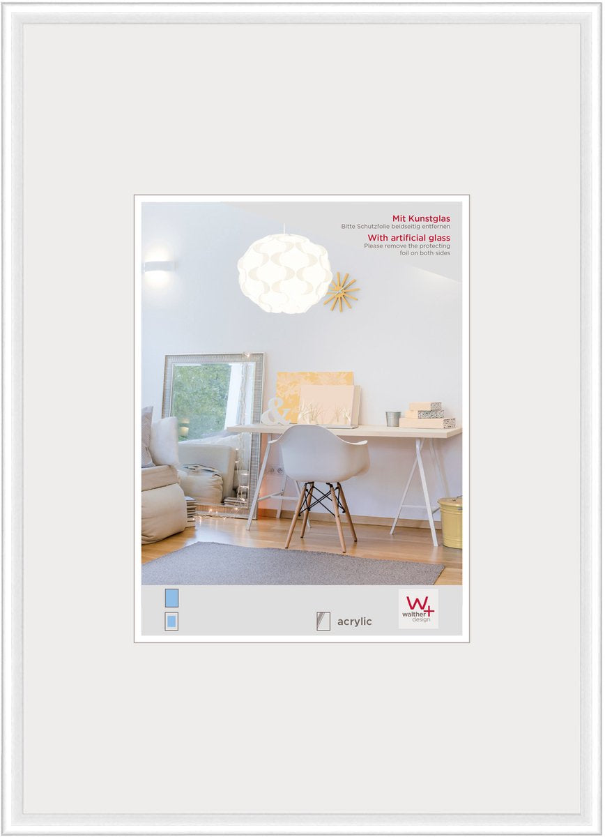 Walther New Lifestyle - Kunststoffrahmen - Fotogröße 40x50 cm - Kunstglas - Weiß