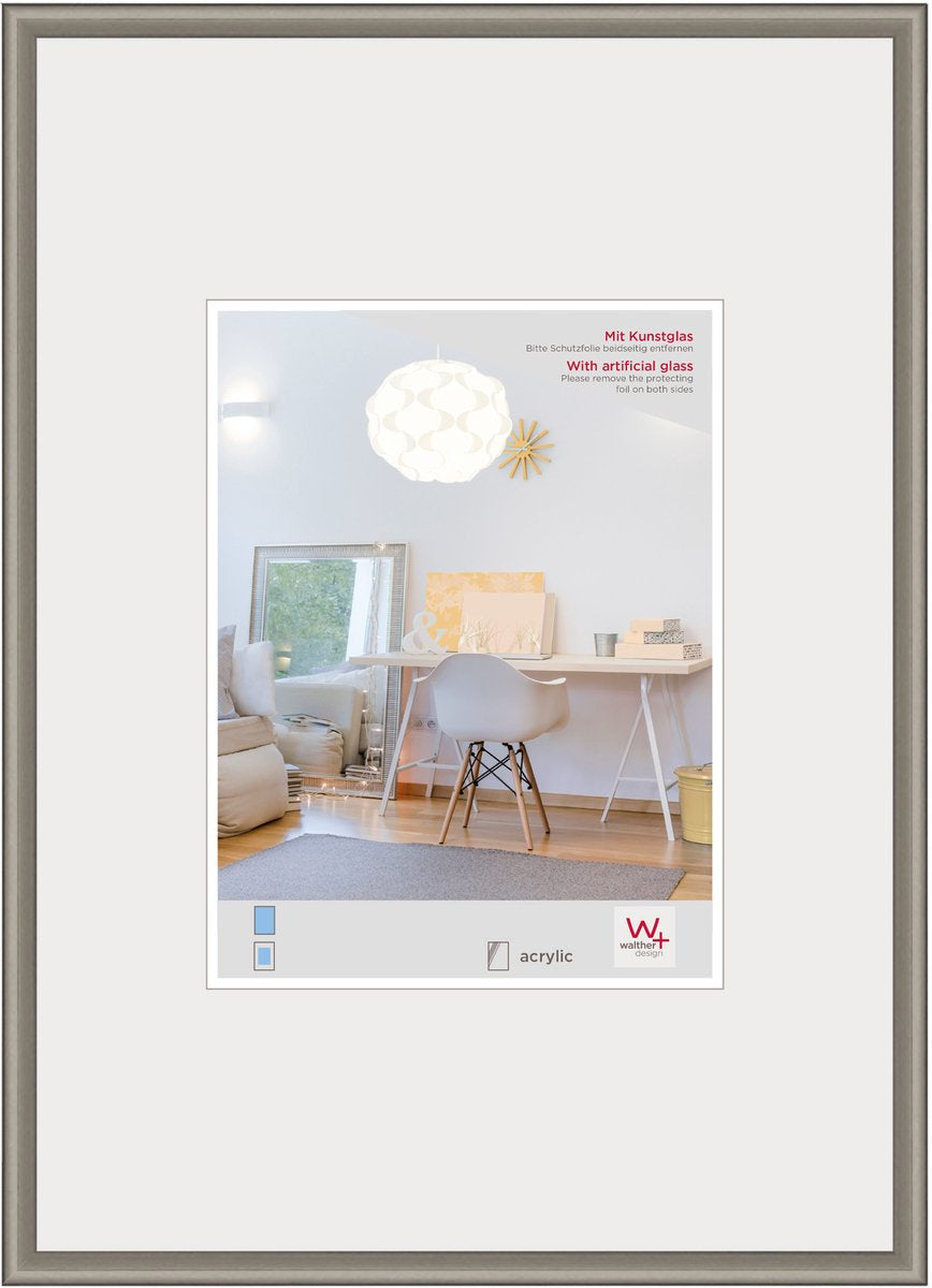Walther New Lifestyle – Kunststoffrahmen – Fotogröße 30 x 40 cm – Kunstglas – Stahl