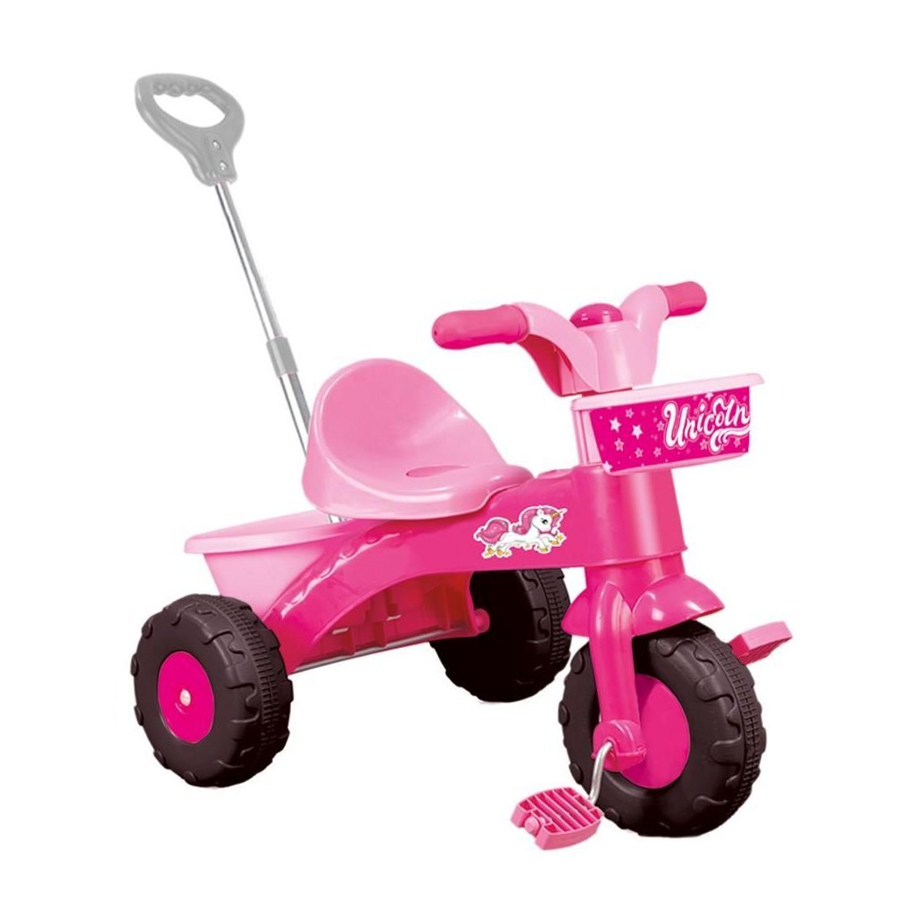 Dolu Unicorn Tricycle s push tyč růžové